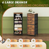 Tall Fabric Dresser With 6 Drawers And Wood Top Rustic Brown
