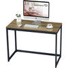 Small Home Office Modern Laptop Computer Desk Table Metal Frame Brown Wood Top