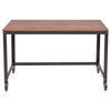 Industrial Modern Steel Frame Wood Top Computer Desk with Locking Wheels