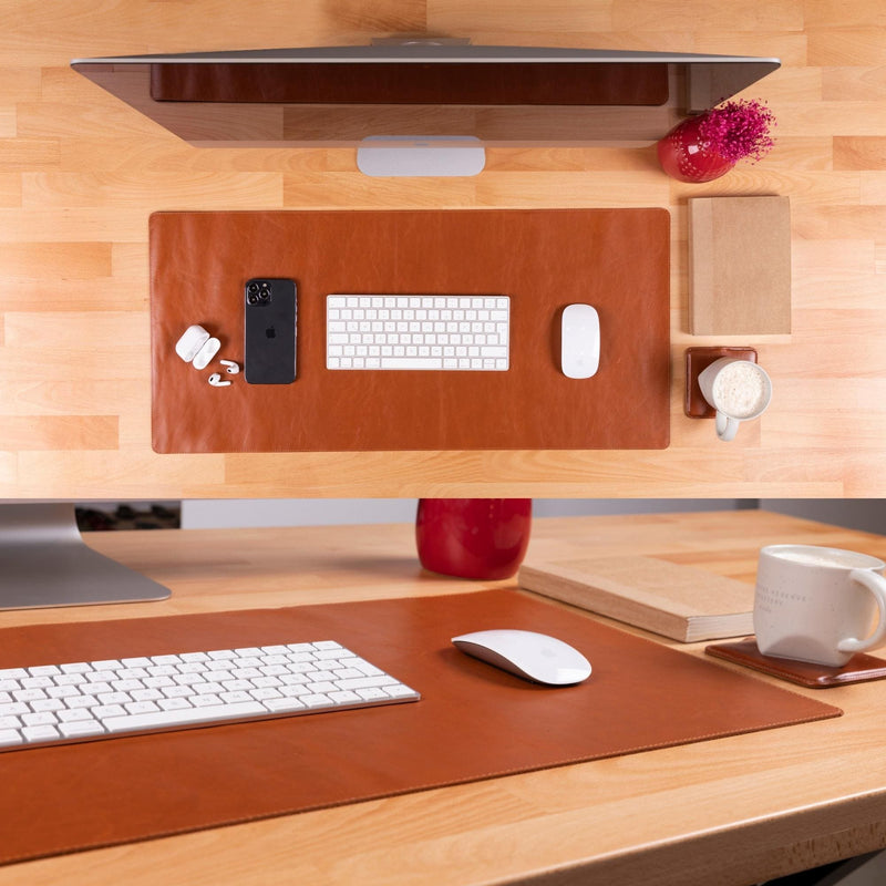 DeskShield Leather Desk Pad — Large Non-Slip Workspace Mat
